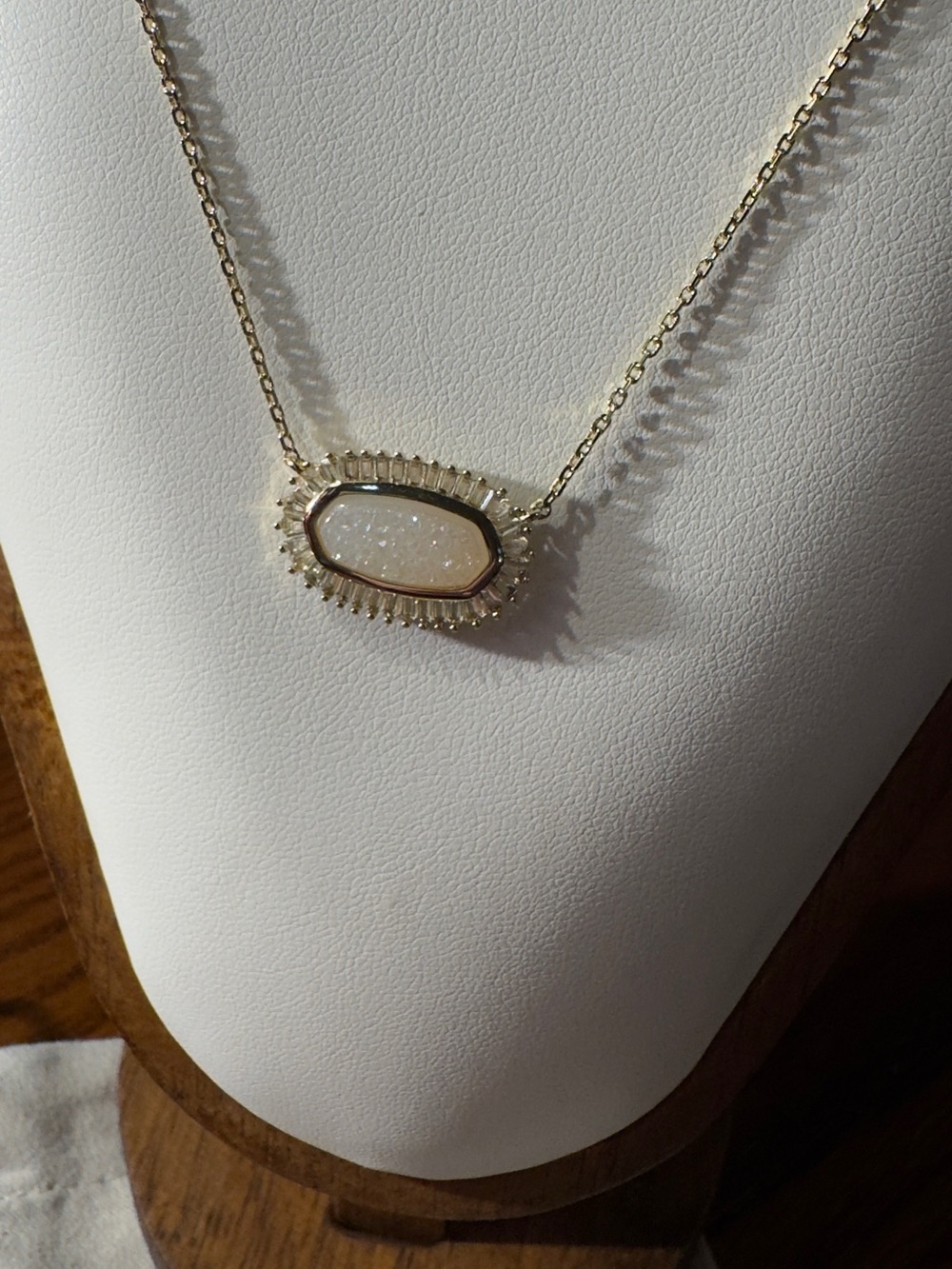 Kendra Scott Gold-Tone Necklace with White Druzy Pendant